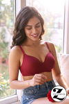 Zivame Padded Non Wired 3/4Th Coverage T-Shirt Bra - Beet Red — thumbnail 1